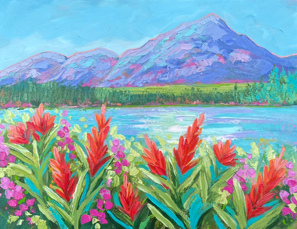 Indian Paintbrushes at Pyramid Lake 14x18
