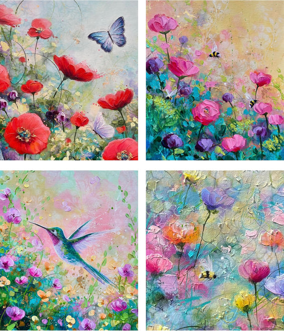 New Paintings!! Critters Among the Flowers