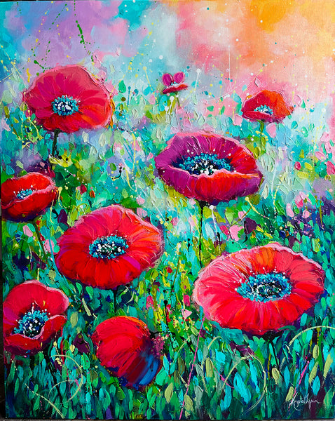 Playful Poppies V 24” X 30” (50% off) now $447.50