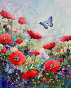 Fluttering Among the Poppies (Print or Card)