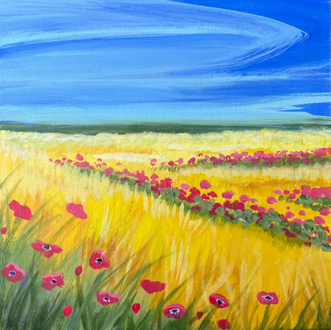 Poppies and Canola 6x6