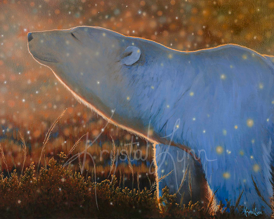 Blissful Autumn Polar Bear (Print or Card)