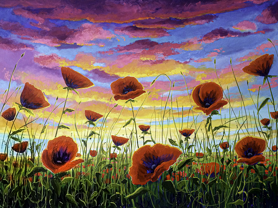 The Melody of the Swirling Vortex and the Sunset Poppies Card